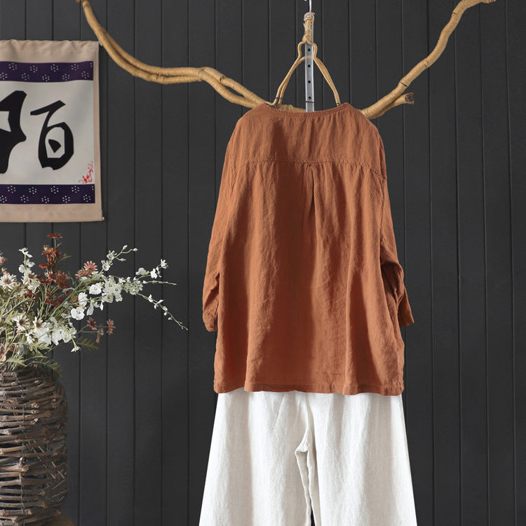 100% linen shirt styled for casual wear