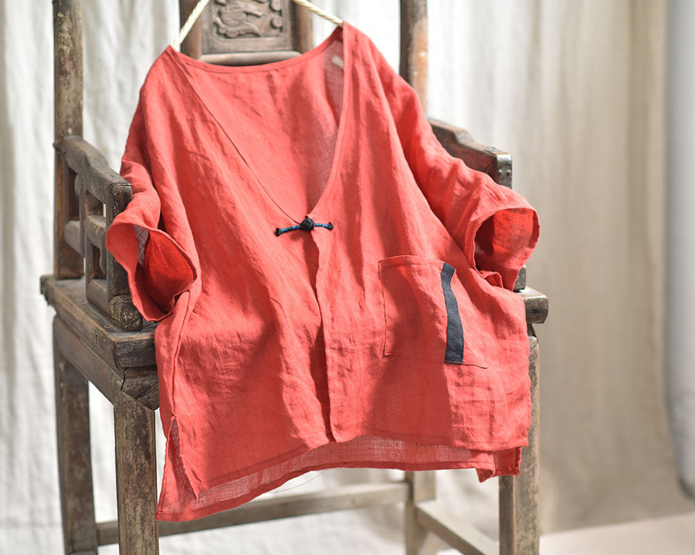 Lightweight Ramie One-Button Top
