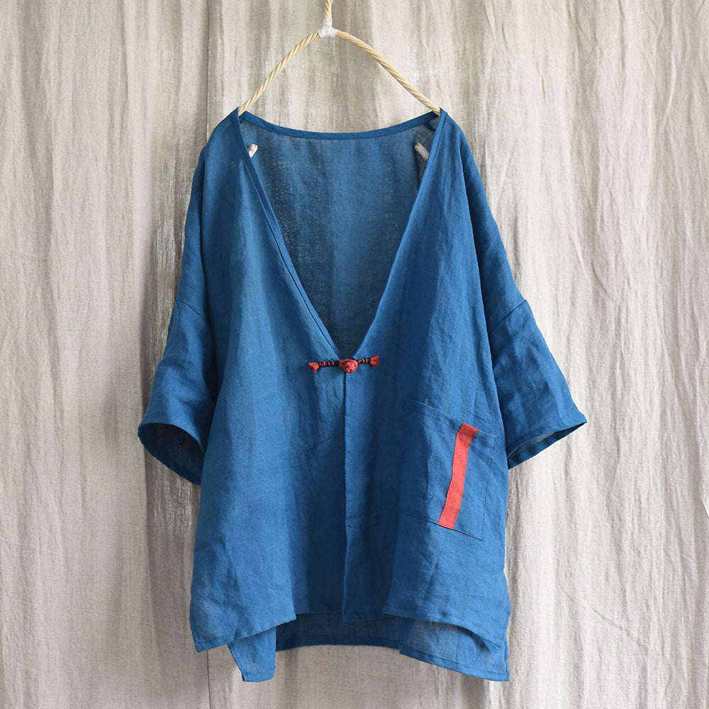 Lightweight Ramie One-Button Top