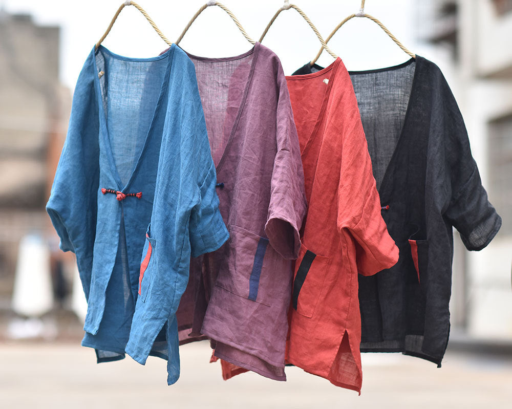 Lightweight Ramie One-Button Top