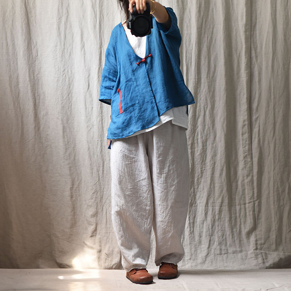 Lightweight Ramie One-Button Top