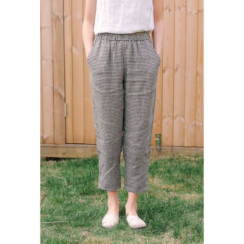 100% Linen Plaid Pants