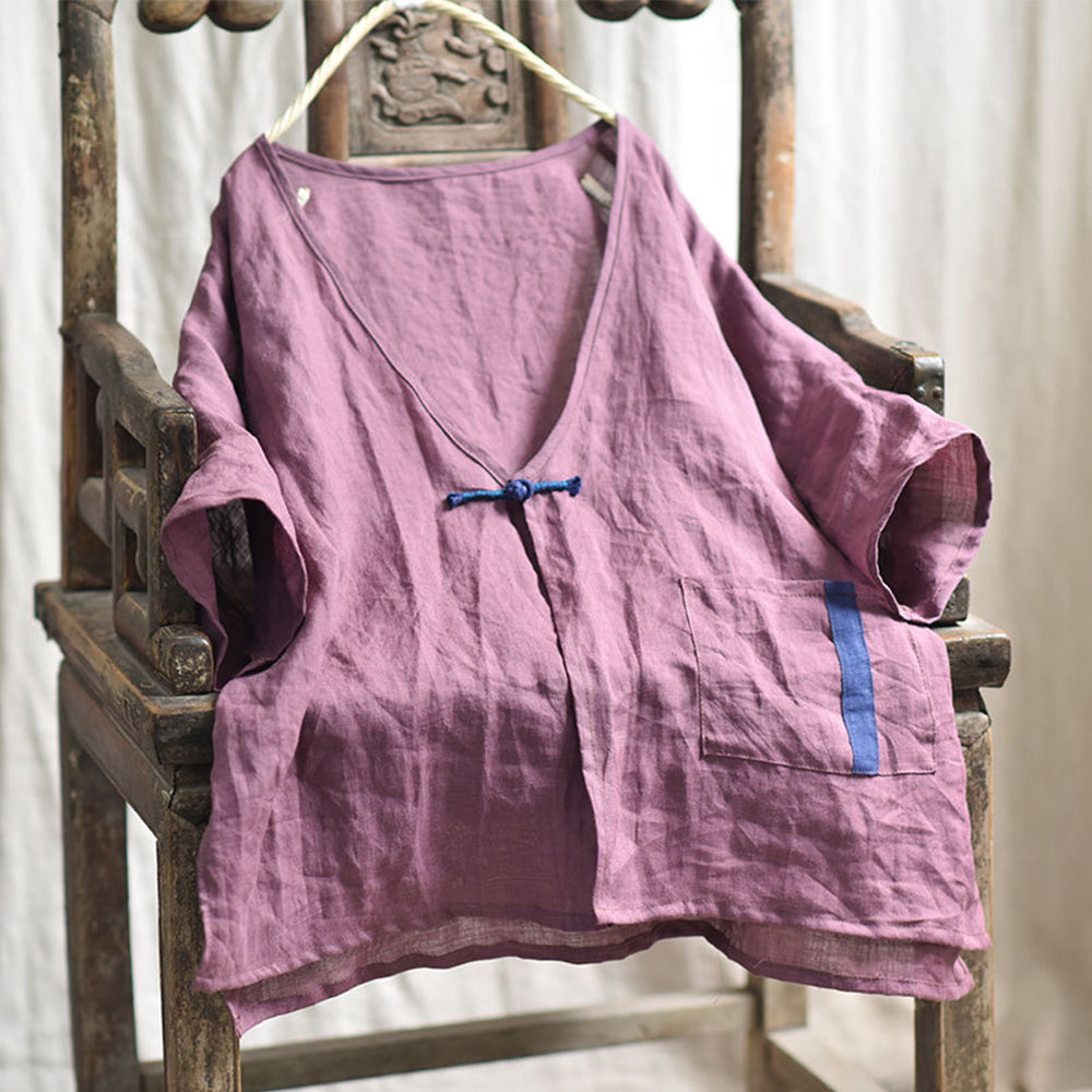 Lightweight Ramie One-Button Top