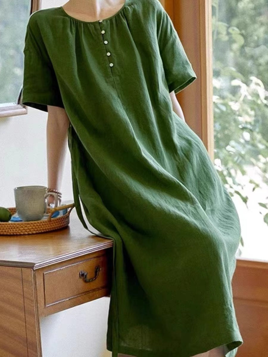 Chic Green Linen Dress