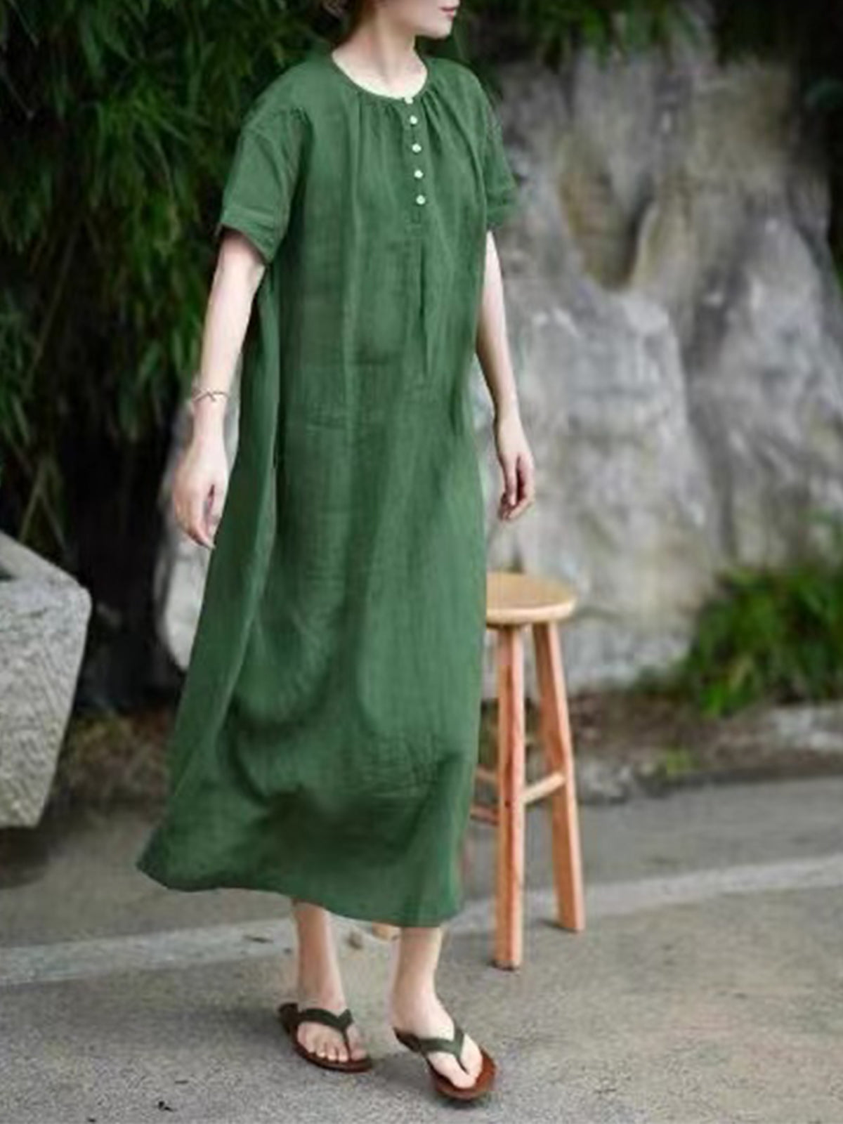 Chic Green Linen Dress