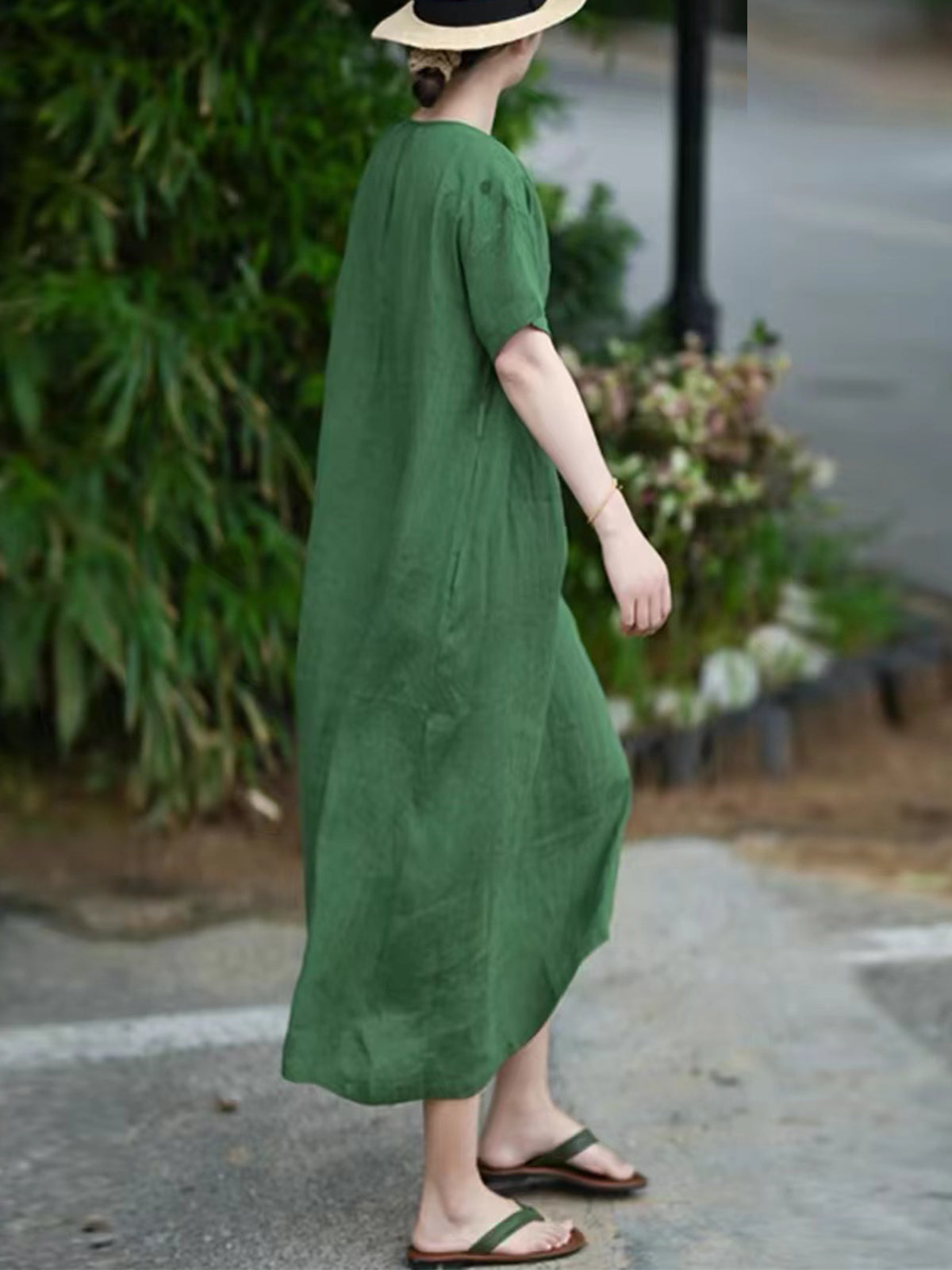 Chic Green Linen Dress