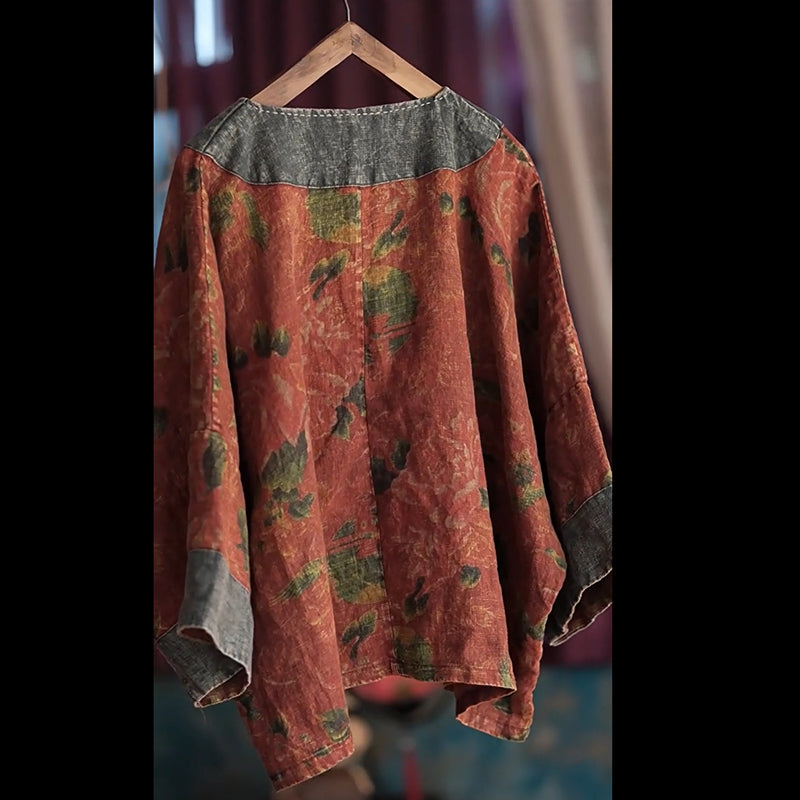 Linen Patchwork Floral Top