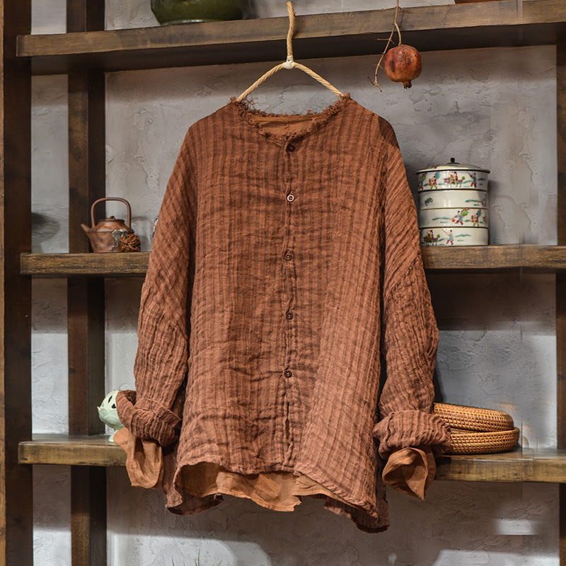 Washed Linen Stripe Blouse