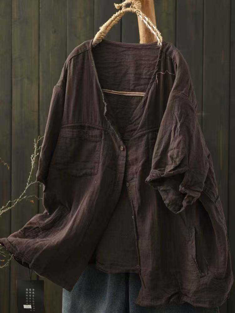 Cotton Solid Color Blouse