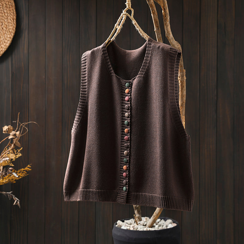 Colorful Button Knit Vest