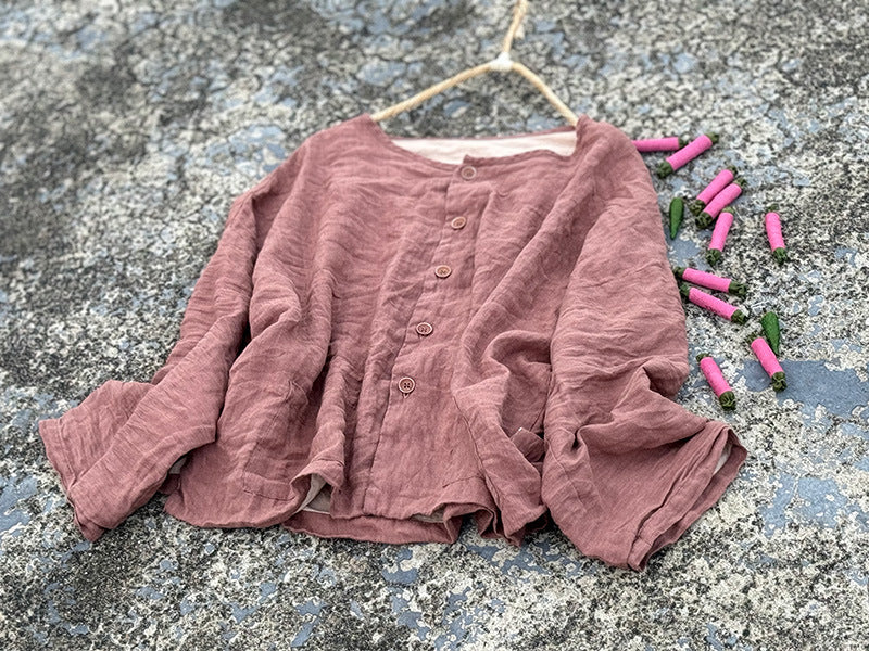 Washed Linen Cropped Top