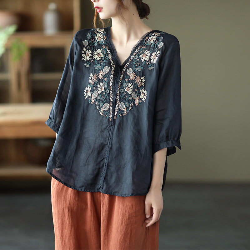 Embroidered Floral Blouse