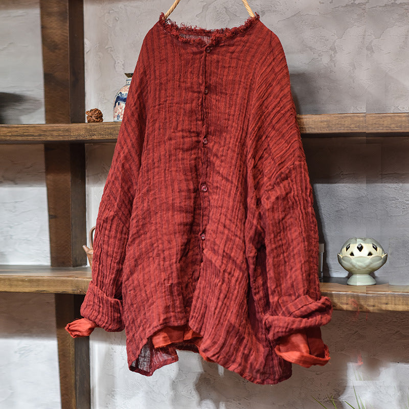 Washed Linen Stripe Blouse