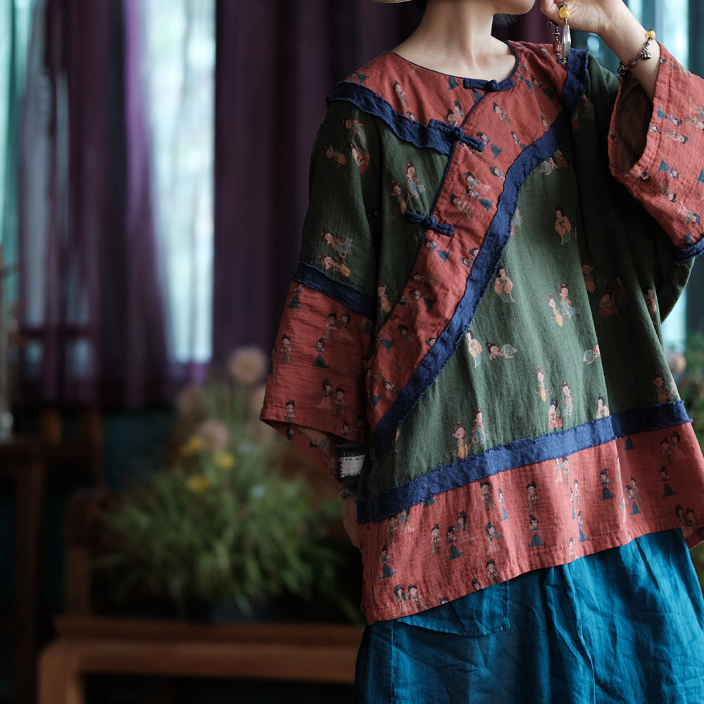 Whimsical Green Cotton Top