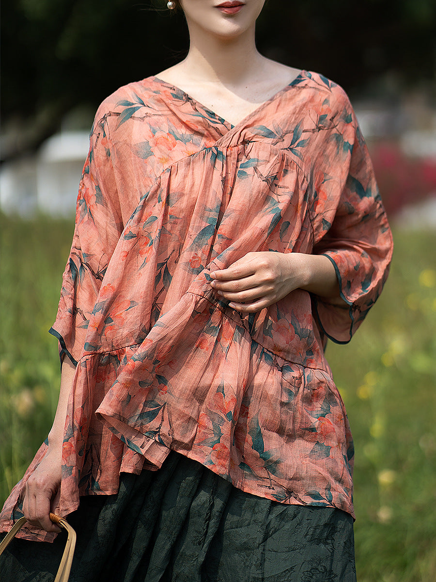 Ramie Printed Blouse