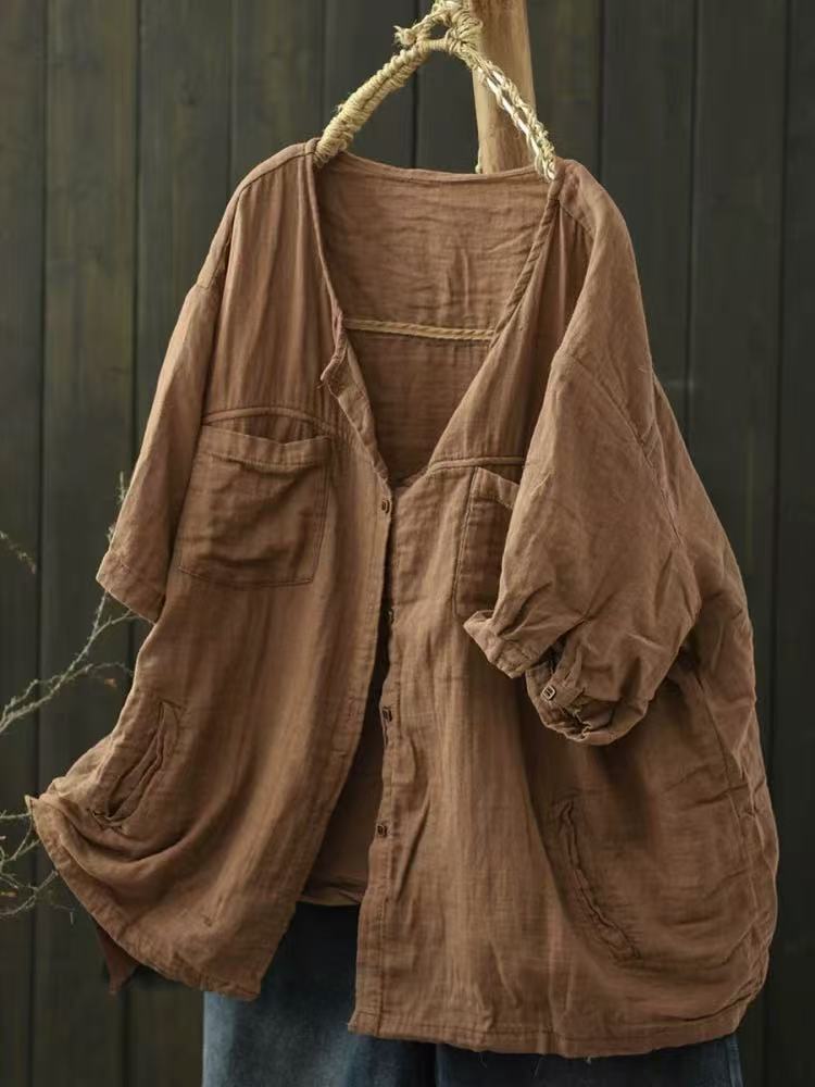 Cotton Solid Color Blouse