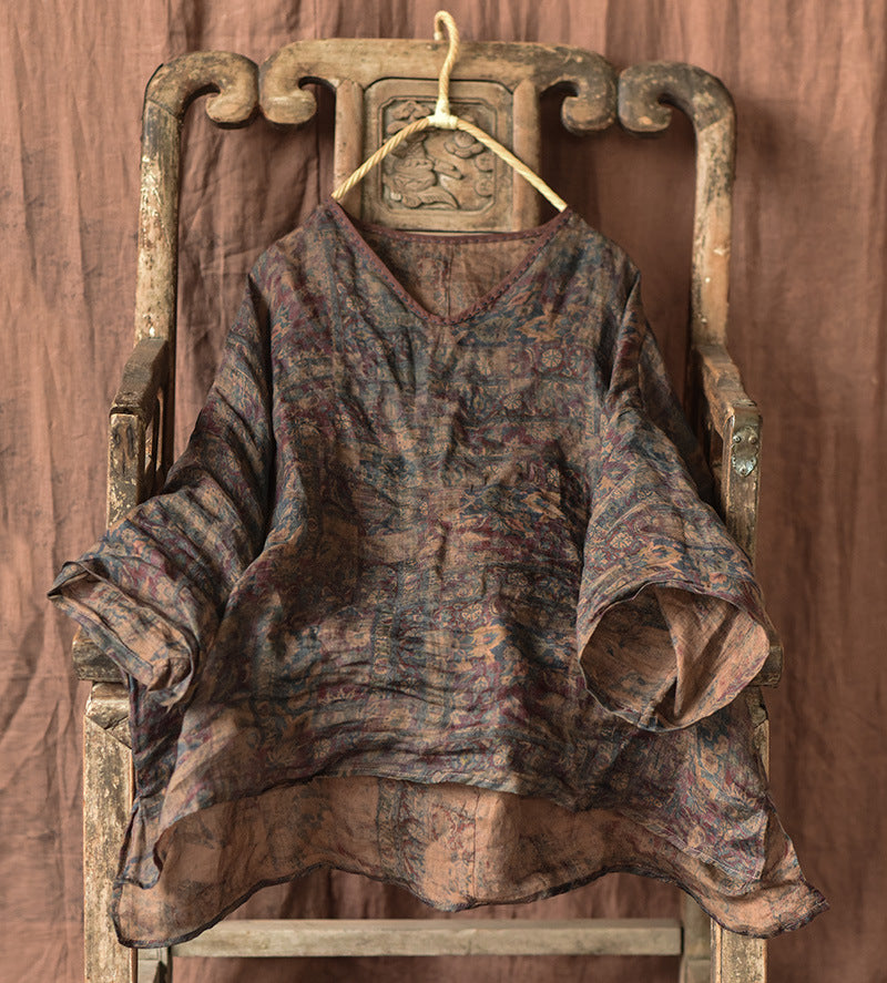 Lightweight Printed Ramie Blouse