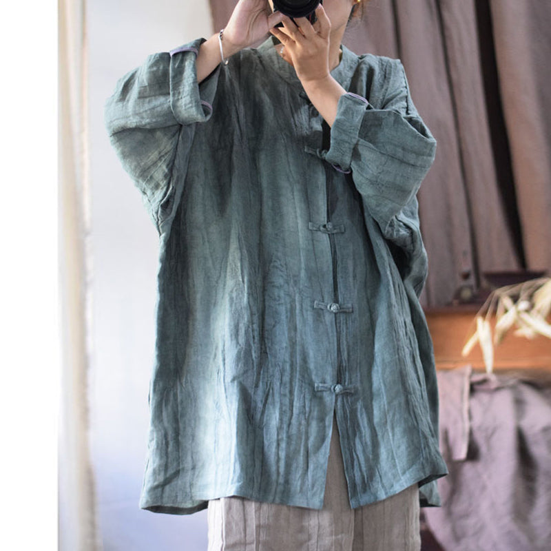 Textured Linen Tunic Blouse