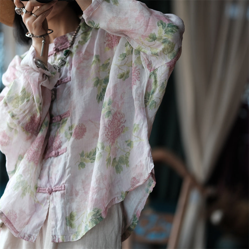 Peach Pink Ramie Top