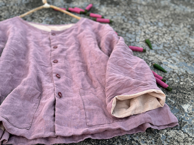Washed Linen Cropped Top