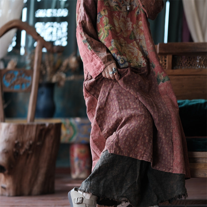 Distressed Patchwork Floral Dress