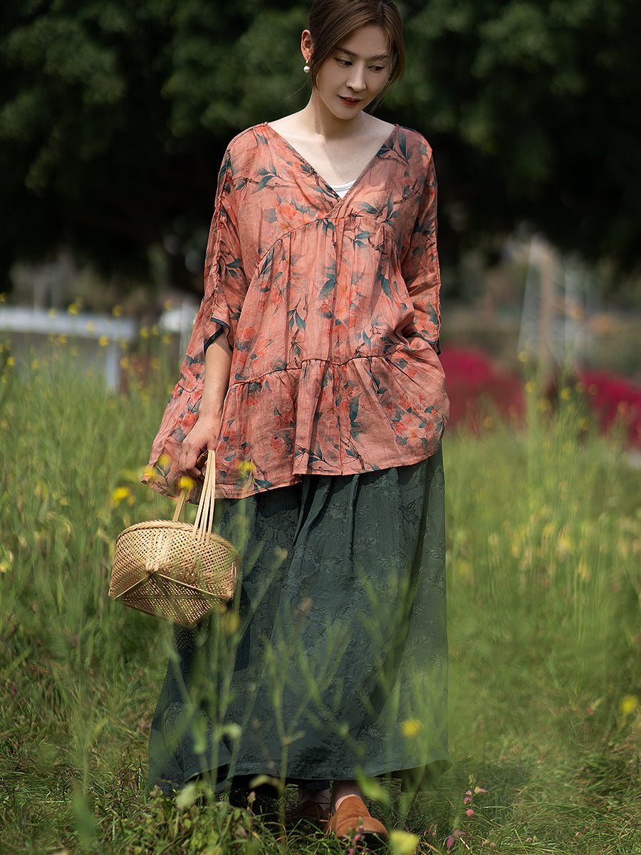 Ramie Printed Blouse