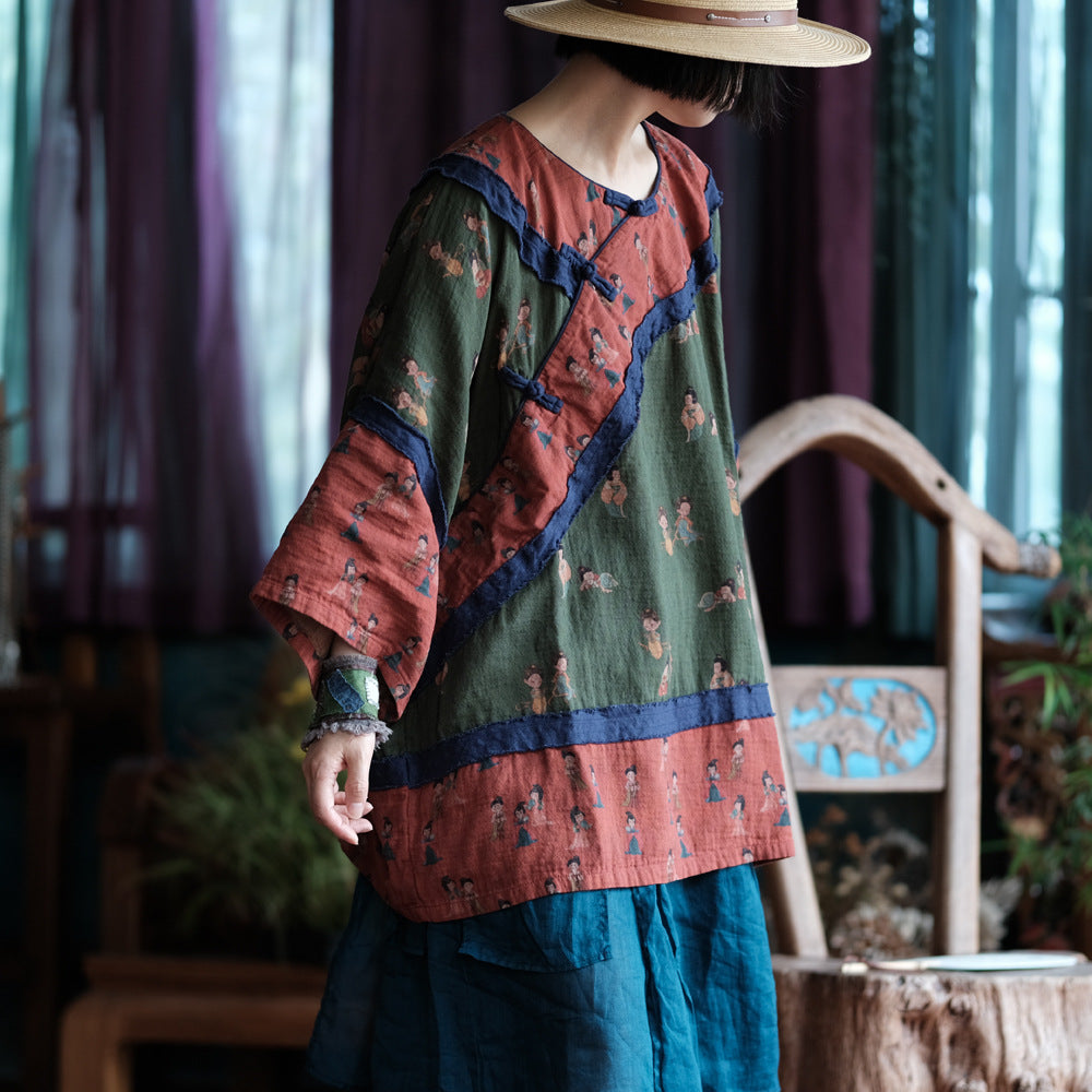Whimsical Green Cotton Top