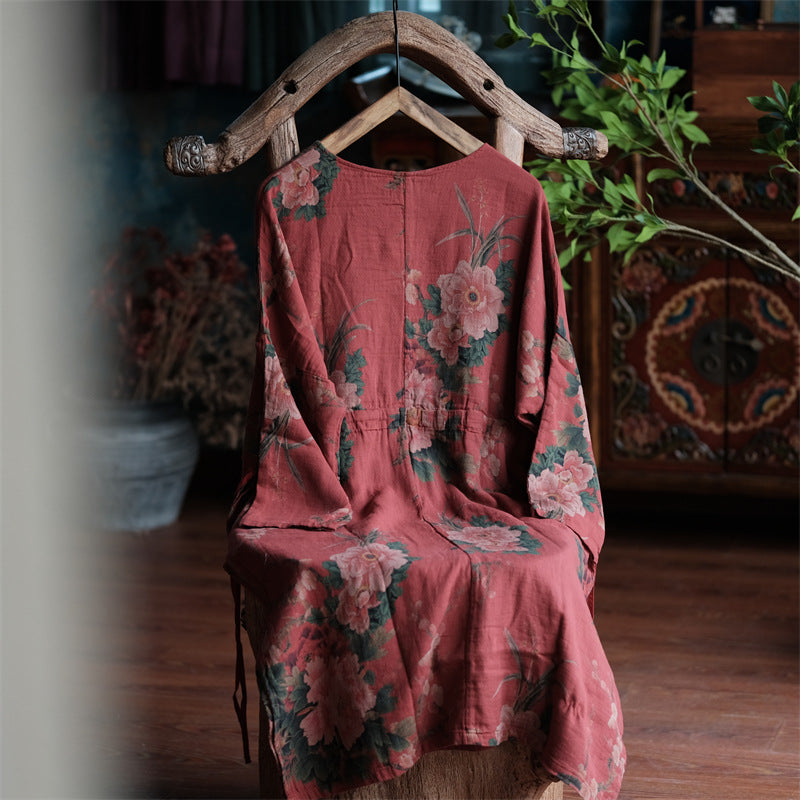 Boho Floral Side-Slit Tunic Dress