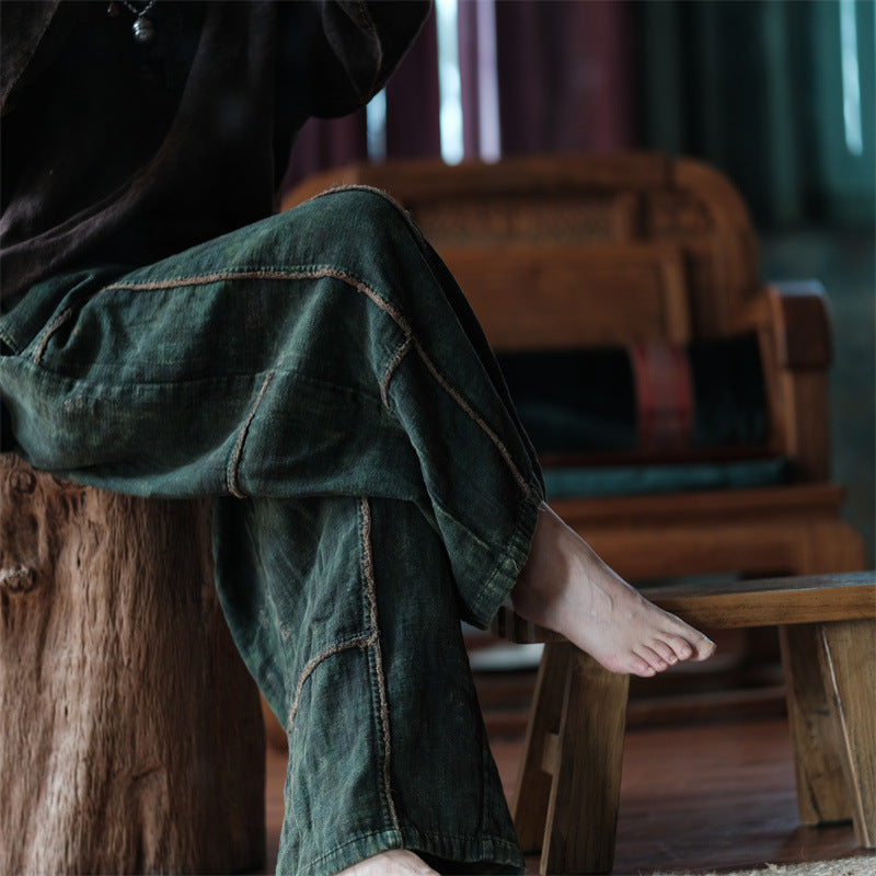 Distressed Raw Hem Pants