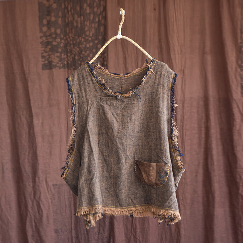 Distressed Raw-Edge Vest