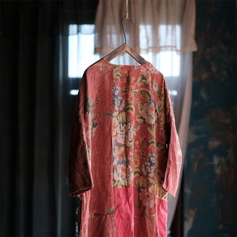 Distressed Patchwork Floral Dress