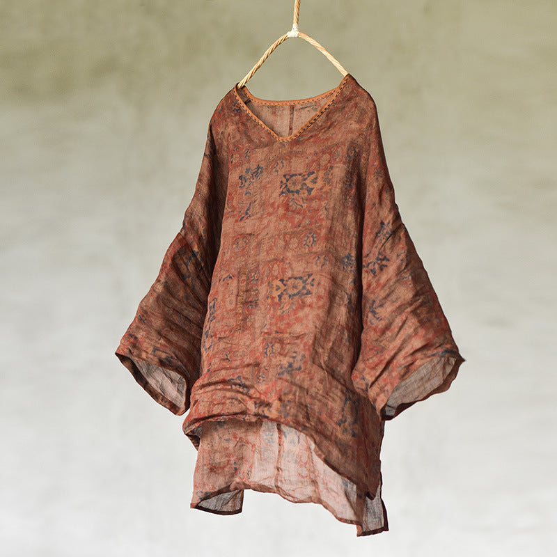 Lightweight Printed Ramie Blouse