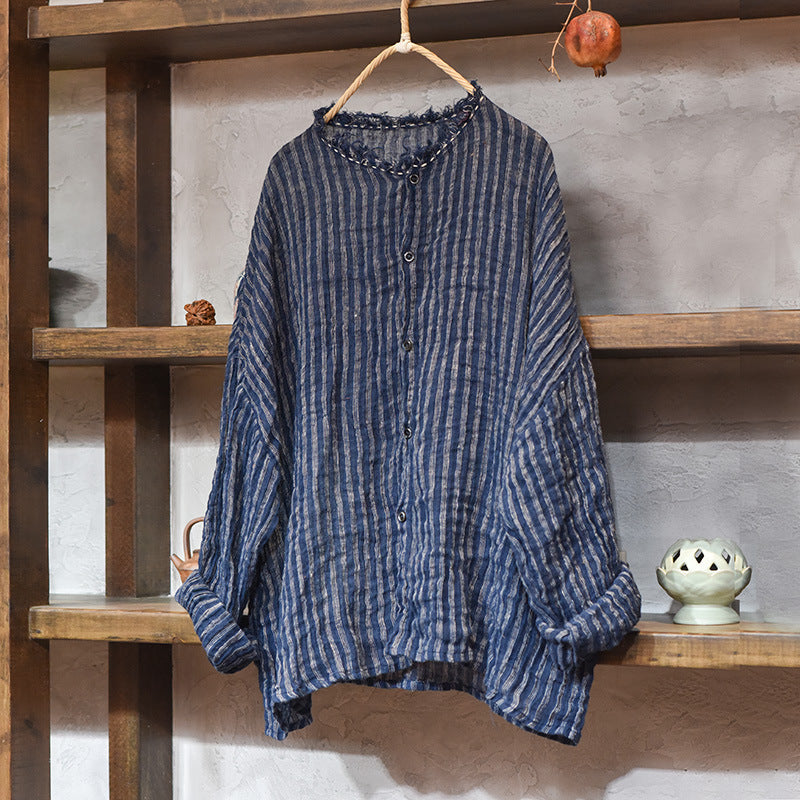Washed Linen Stripe Blouse