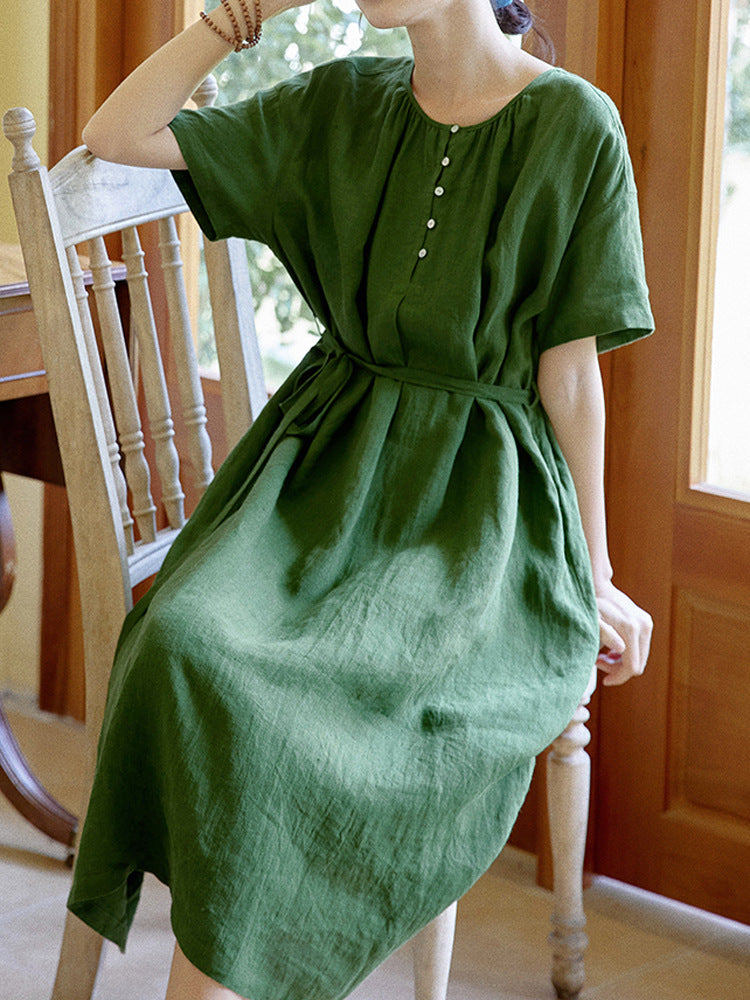 Chic Green Linen Dress