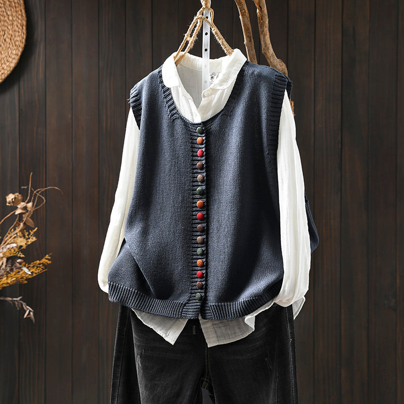 Colorful Button Knit Vest