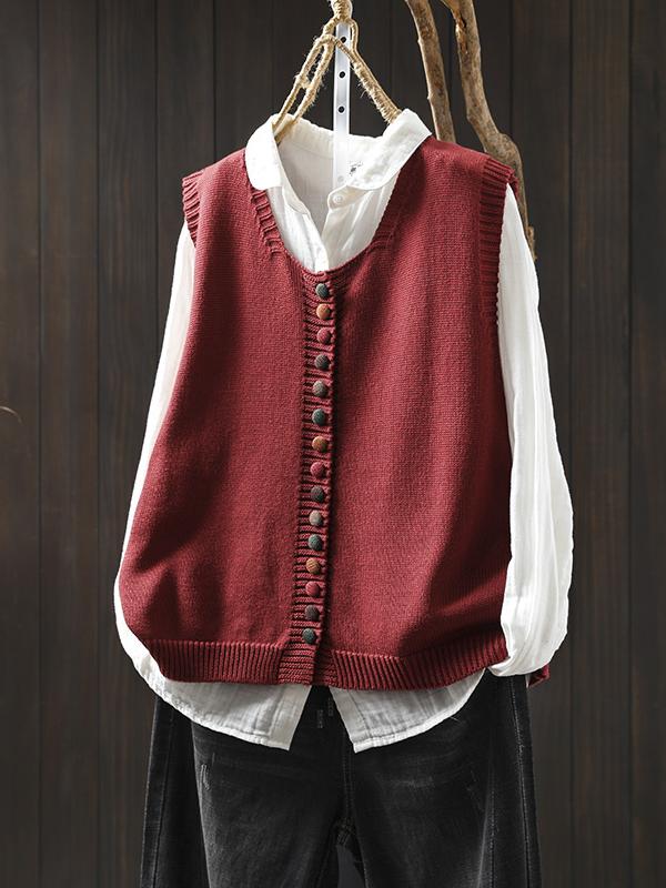 Colorful Button Knit Vest