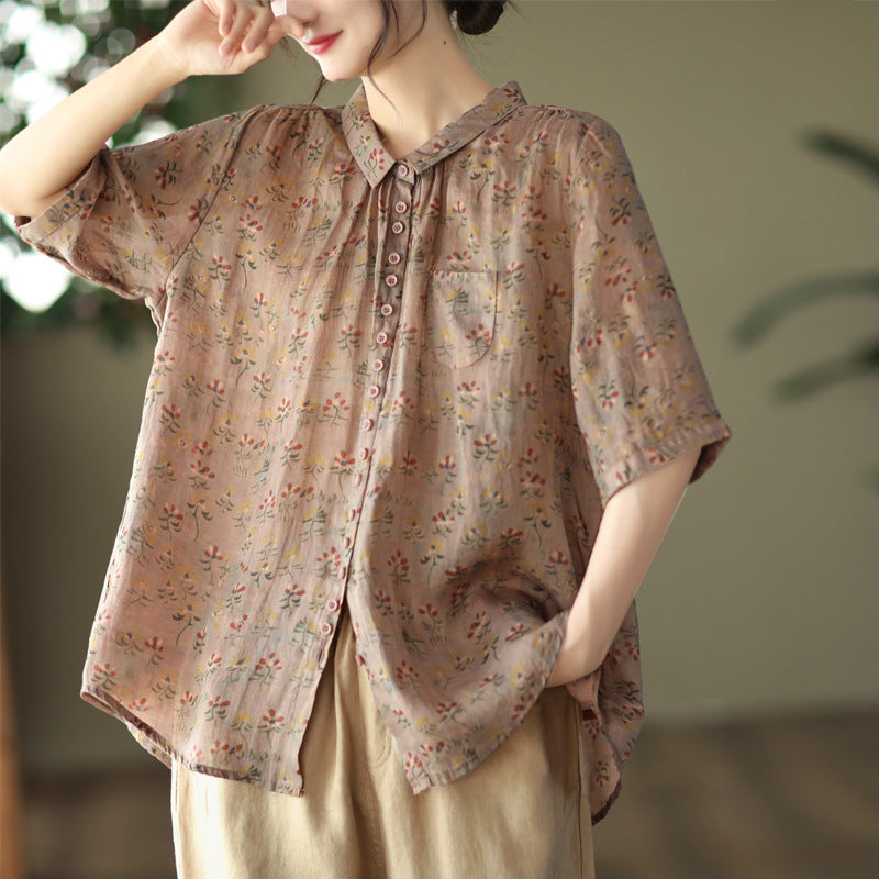 Ramie Floral Blouse