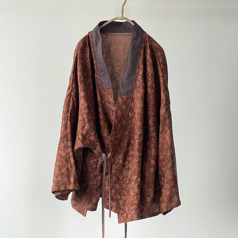 Tie-Front Linen Kimono