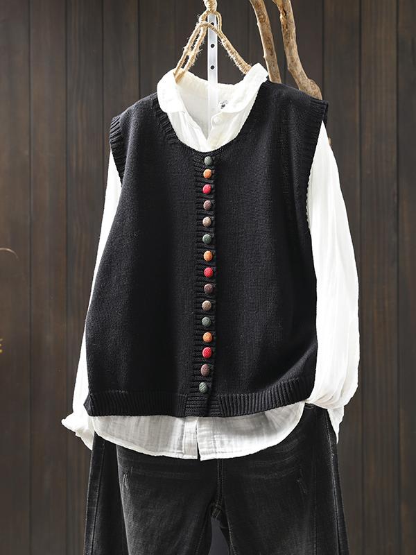 Colorful Button Knit Vest