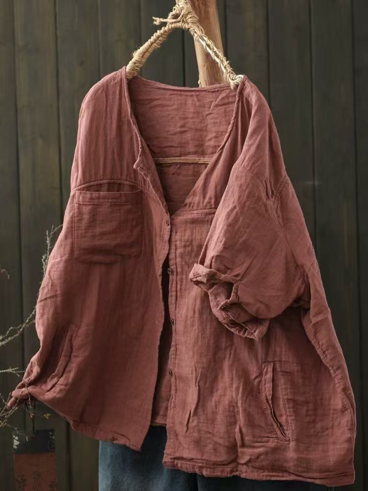 Cotton Solid Color Blouse