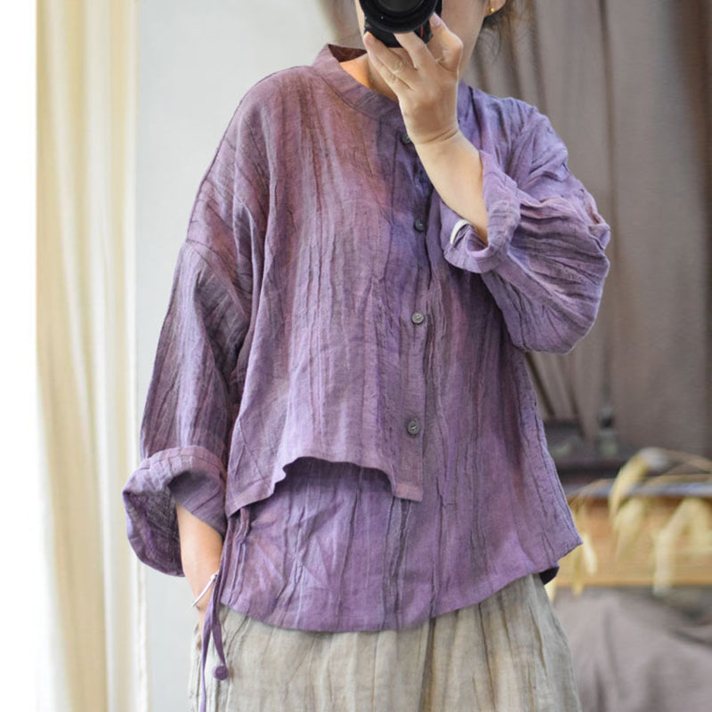 Asymmetrical Textured Linen Blouse