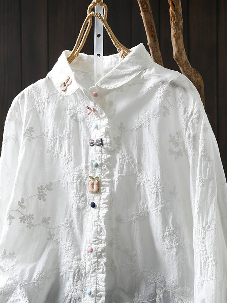 Colorful Buttons Jacquard Shirt