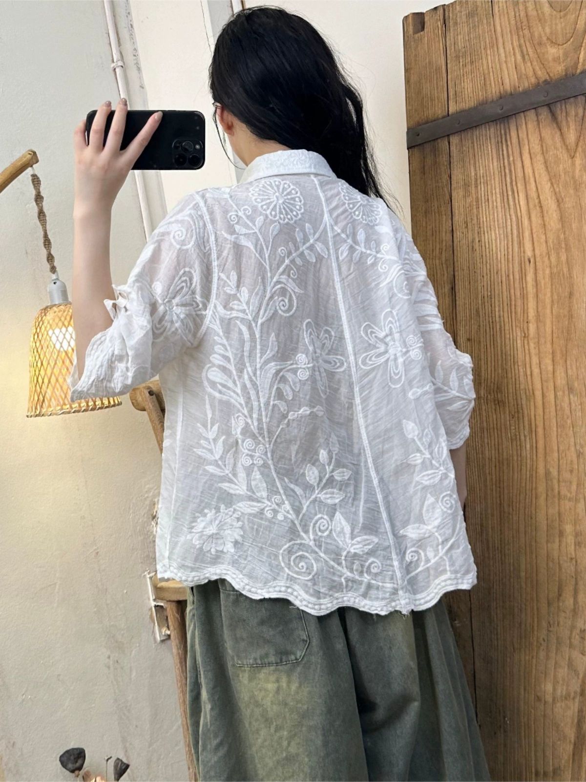 Lightweight Cotton Embroidered Blouse