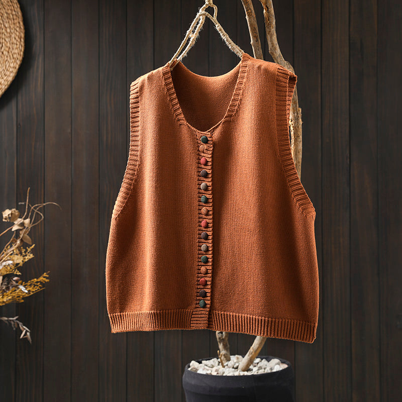 Colorful Button Knit Vest