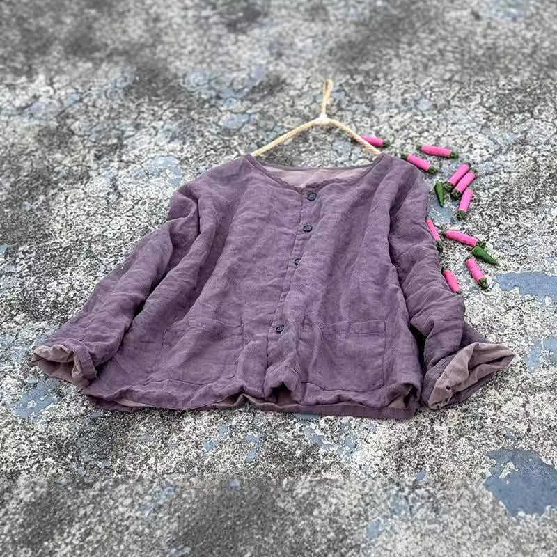 Washed Linen Cropped Top