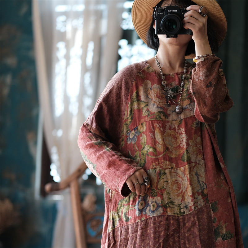 Distressed Patchwork Floral Dress
