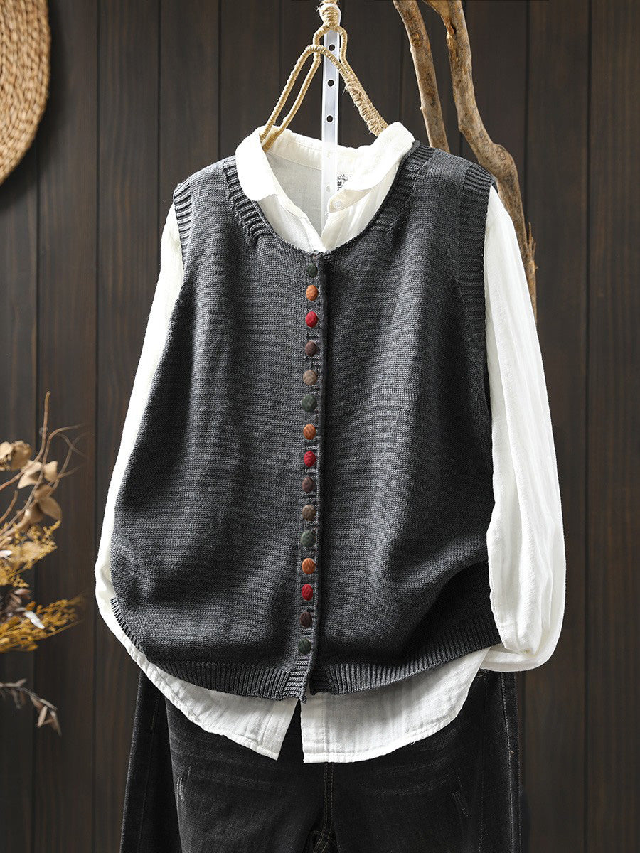 Colorful Button Knit Vest