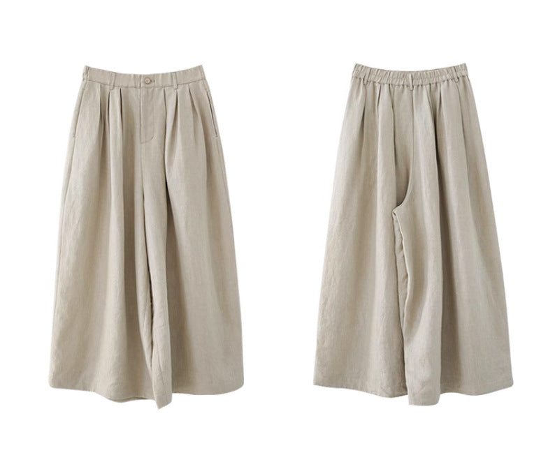 Washed Linen Wide-Leg Pants