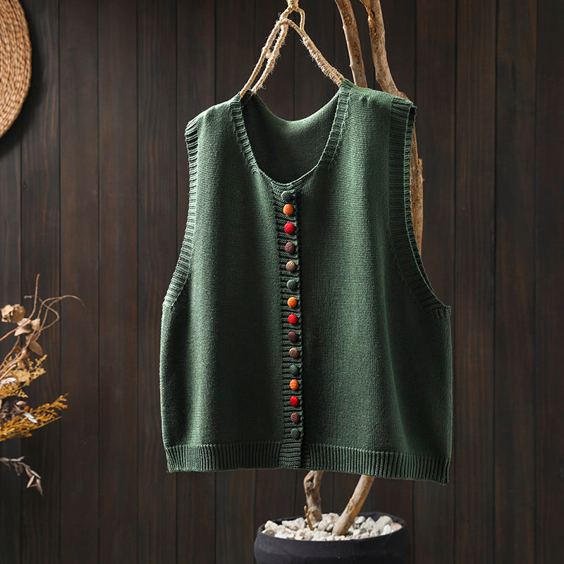 Colorful Button Knit Vest