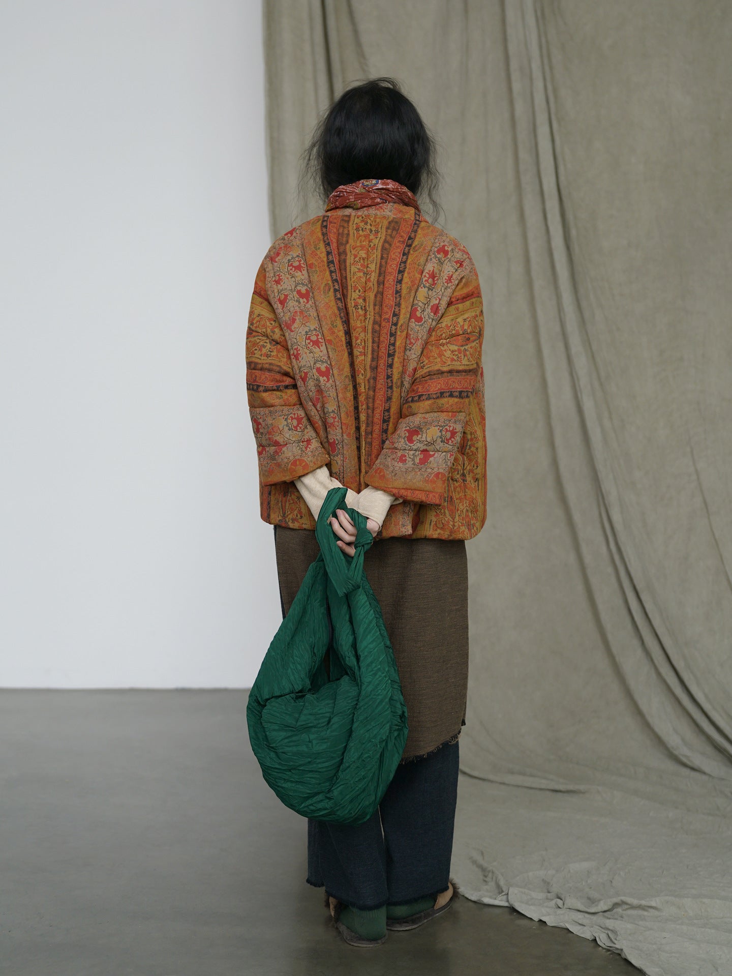 Vintage floral patchwork quilted coat back